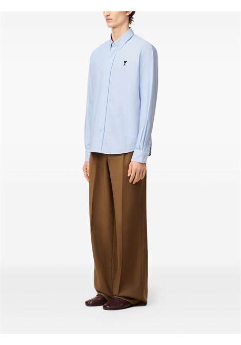Camicia con logo in azzurro ami pars AMI PARIS | HSH763CO0031450